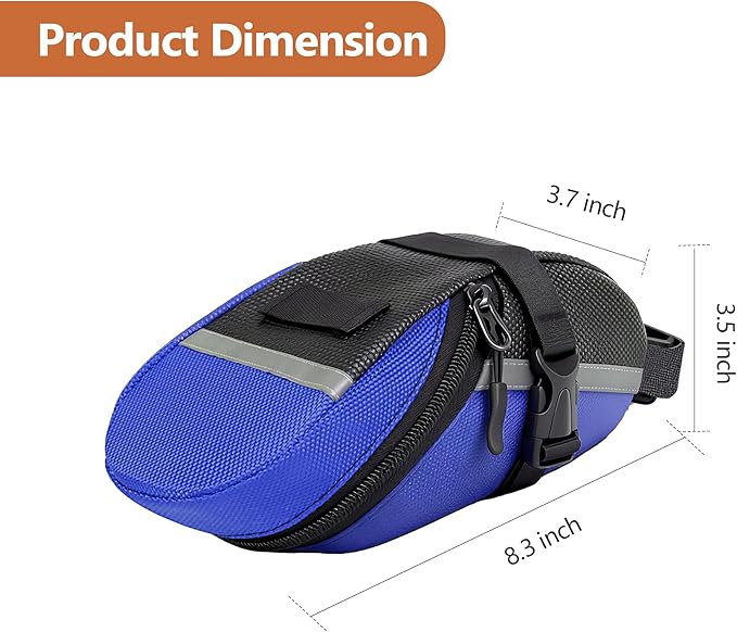 Bike Seat Bag - Bicycle Saddle Bag Under Seat Cycling Accessories Storage Pouch Wedge Pack for Mountain & Road Bike - Blue