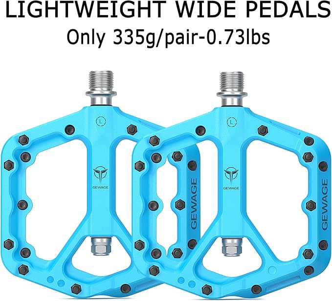 Mountain Bike Pedals - 9/16" Nylon Fiber Bicycle Flat Pedals -Bicycle Platform Pedals for Road Mountain BMX MTB Bike