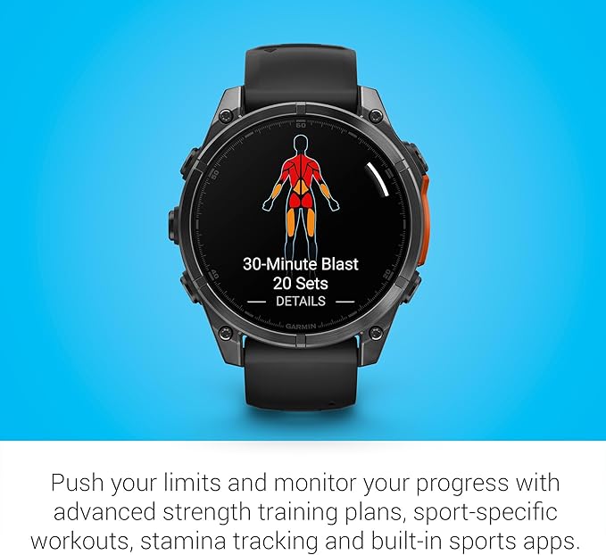 Garmin Fenix 8 Premium Multisport GPS Running Smartwatch, 47 mm, AMOLED, Dive-Rated, Built-in Flashlight, Slate Gray with Black Band with Signature Series Charging Stand