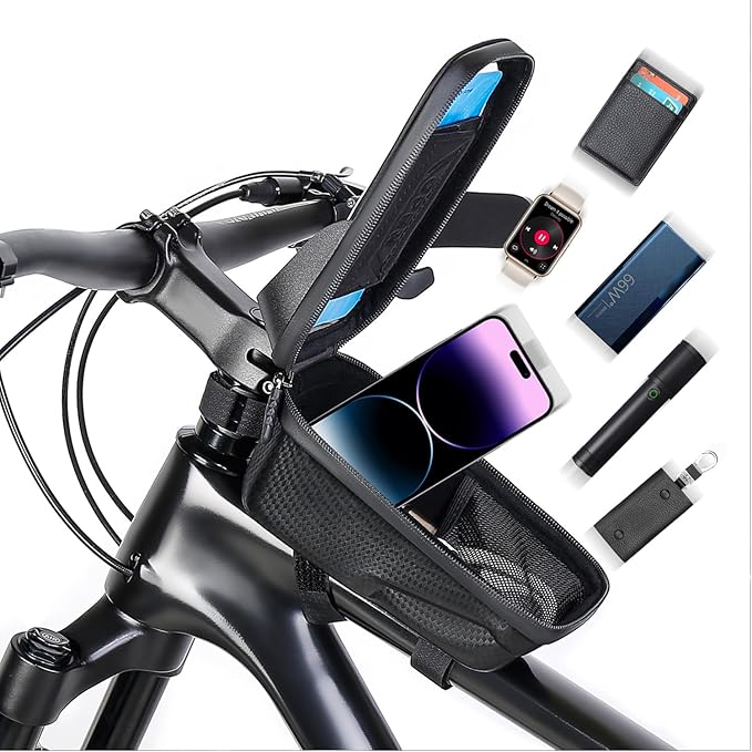 Bike Bag,LLTTLTMM,Bike Bags For Bicycles,Bicycle Bag Waterproof,Bike Pouch,bike accessories for adult bikes for Phones Under 7",bike frame bag，Bike Accessories，Bike Phone Holder