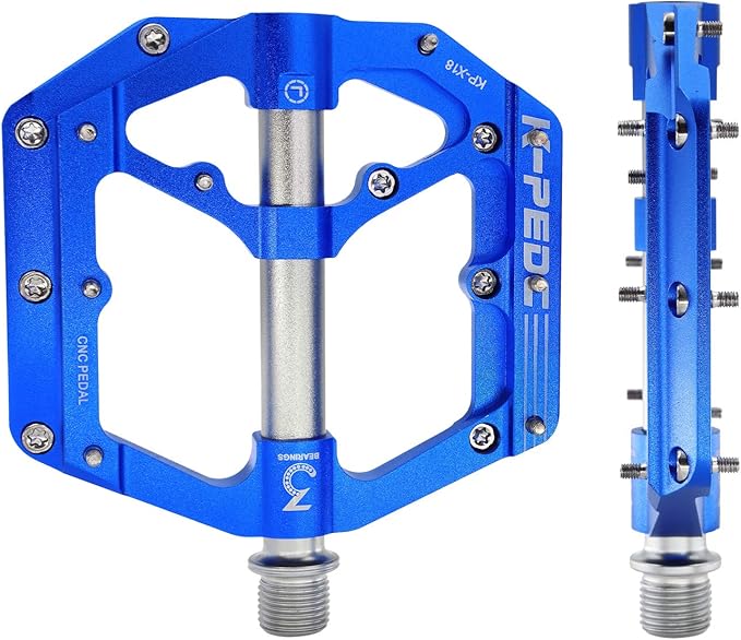 Aluminum Alloy 9/16" Bike Pedal MTB Wide Platform Flat Non-Slip Bicycle Pedals with 3 Bearings for Mountain Bikes, Road, BMX
