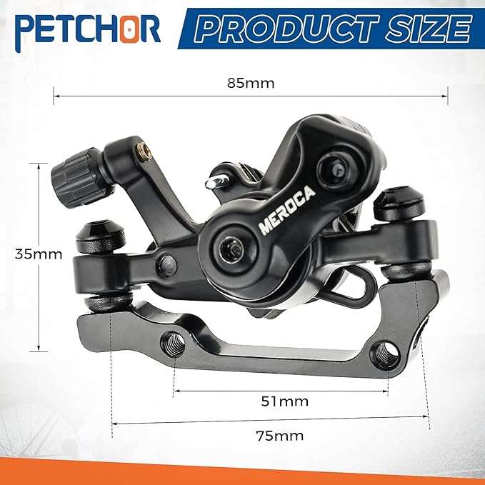 Mechanical Disc Brake Set, 1 Pair Front & Rear Calipers for MTB, Road, Folding Bikes, Aluminum Alloy Dual Piston Design, Includes Mounting Adapter