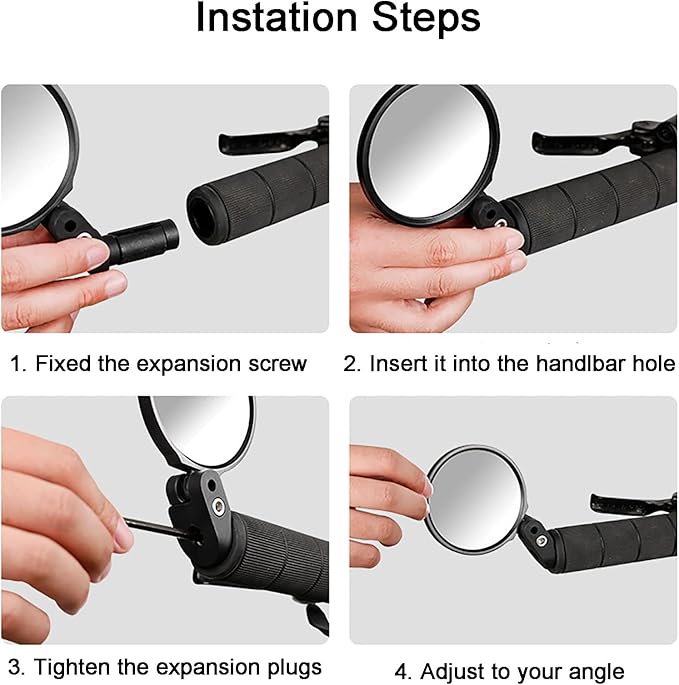 Bike Mirror, Bicycle Mirrors for Handlebars with 360-Degree Rotation and Unbreakable Convex Rearview Lens for Safe Cycling (2 PCS)