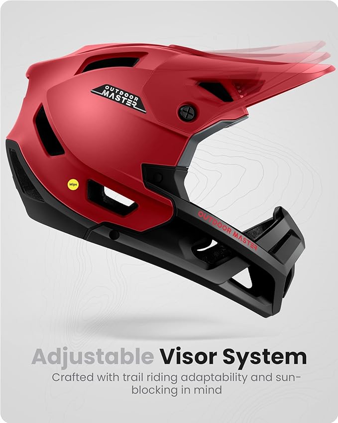 OutdoorMaster MIPS Full Face Mountain Bike Helmet for Men & Women - Two Removable Chin Pad, Ventilation Lightweight - Racing Downhill DH BMX MTB Helmet