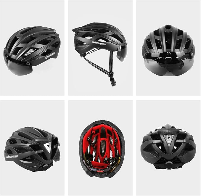 Shinmax Bike Helmet, CPSC/CPC Bike Helmet for Adult Men Women with Magnetic Goggles&Led Back Light Cycling Helmet Adjustable SM-T69