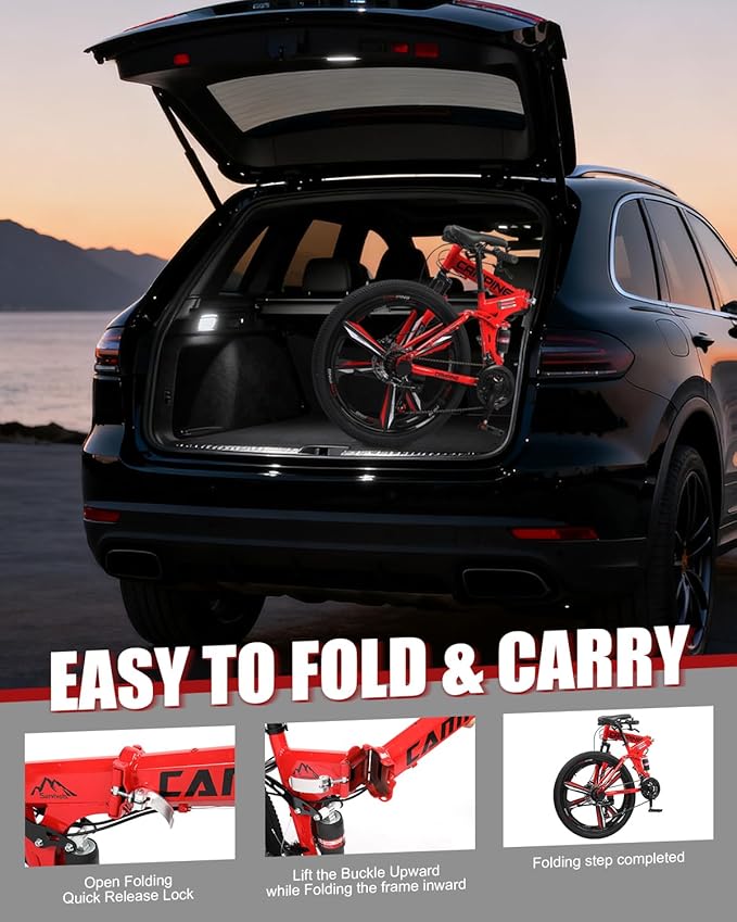Ktaxon Foldable Mountain Bike 26 Inch Bike 21-Speed Bikes for Adults with Cool Design, Powerful Mechanical Dual Disc Brakes, Double Shock Effect and Ergonomic Cushion