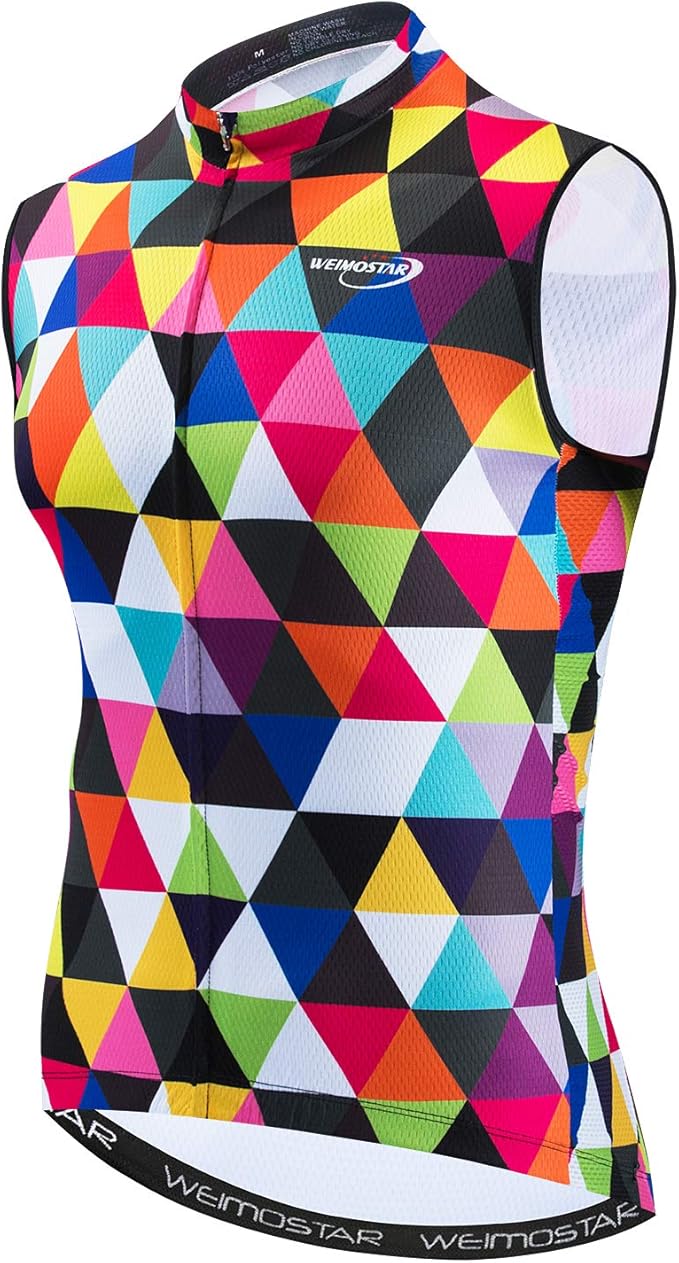 Weimostar Men's Cycling Jersey Short Sleeve Bike Clothing Multicolored Diamond