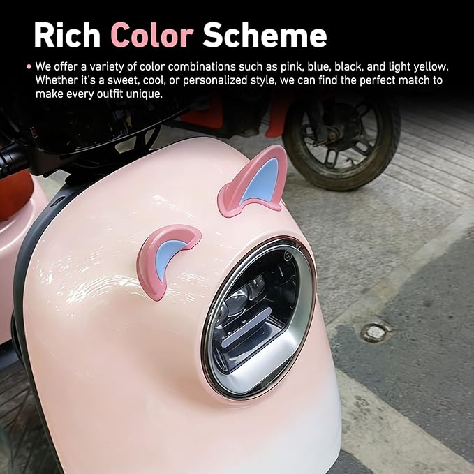 2 PCS Cute Cat Ear Motorcycle Helmet Decoration, Self-Adhesive Wear-Resistant Automotive Helmet Ornament Accessory, Universal for Most Motorcycle Scooter Helmets