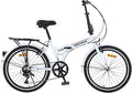 MEGHNA Folding City Bike 24 inch Wheel Single Speed/7 Speed Dual V Brakes Portable Foldable Bike with Rear Rack Bike Fenders City Bike for Women Men Junior for Trip Commuting to Work