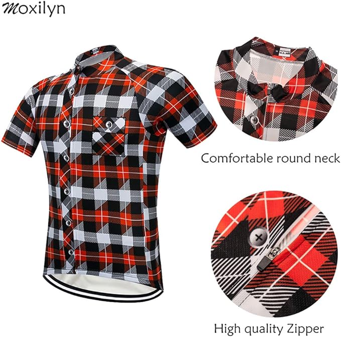 MOXILYN Men's Cycling Jersey Full Zip Riding Clothing Mountain Bike Tops Quick Dry - Bike Shirts