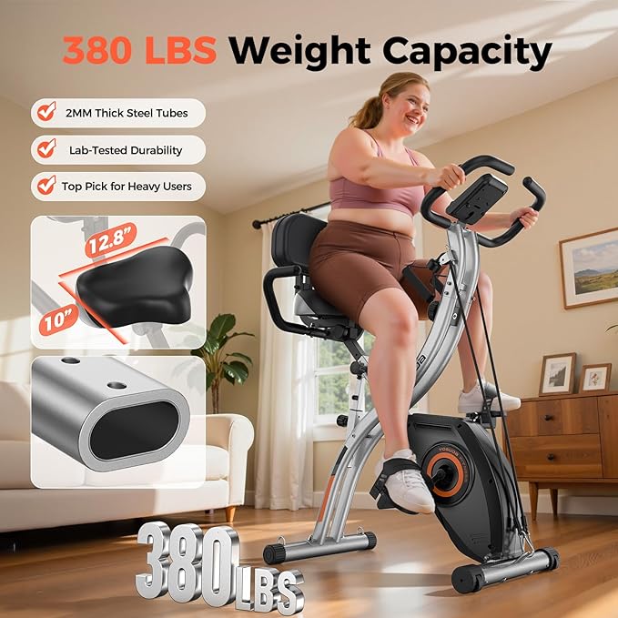YOSUDA Folding Exercise Bike - Foldable Stationary Bike for Home Gym Workout