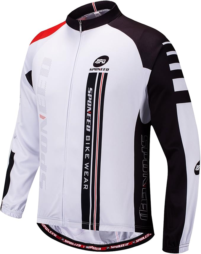 sponeed Men's Bicycle Shirts Long Sleeve Biker Jerseys Full Zipper Winter Cycling Gear Breathable