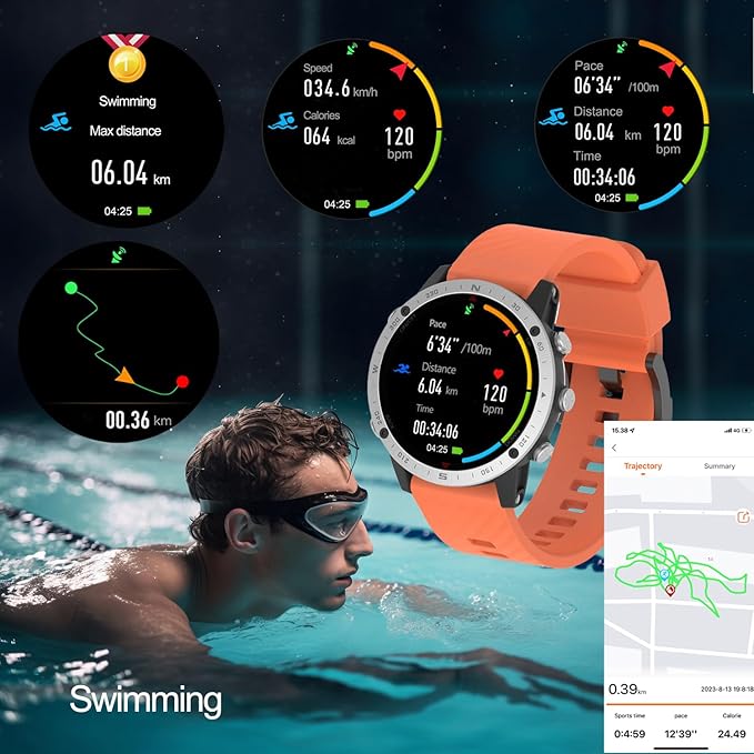 SUNROAD GPS Sports Watch Navigation Fitness Tracker Running Swimming Cycling Altimeter Barometer Compass Snorkeling Dive Fishing Fashion Digital Wristwatch