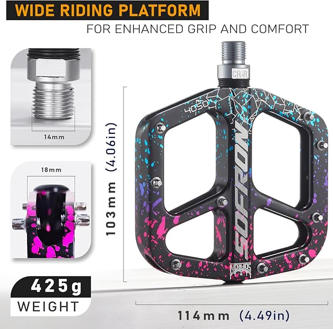 Lightweight Bike Pedals - Non-Slip Mountain and Road Bicycle Pedals for BMX