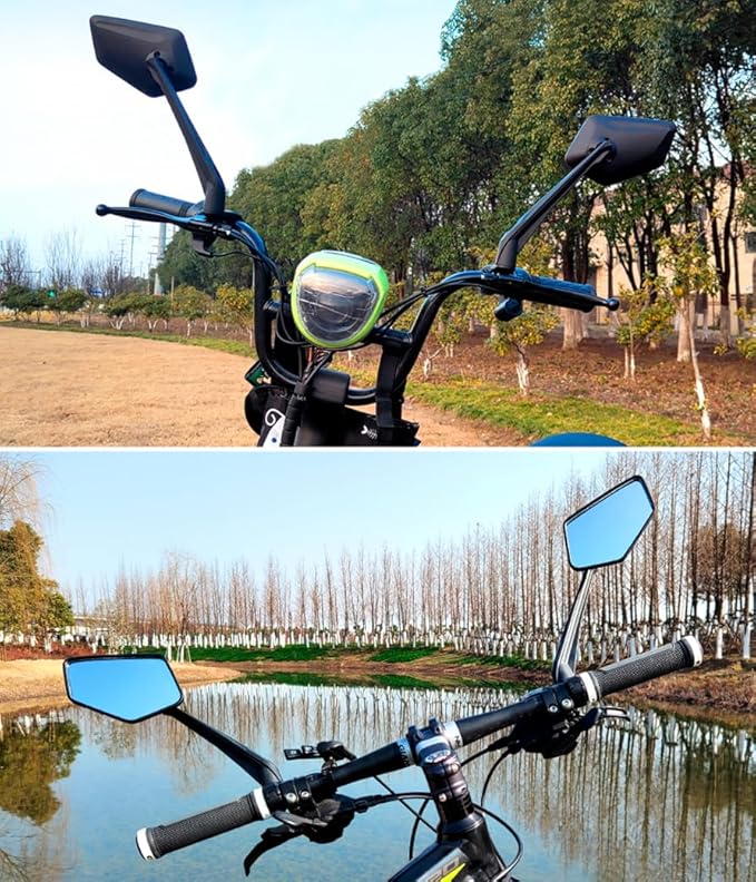 Bike Mirror Handlebar Mount E-bikes Bicycle Mirrors, Anti-Shake 360° Rotatable High-Definition Shockproof Explosion-Proof Wide-angle Rear View Convex Mirror for bike bicycle ebike