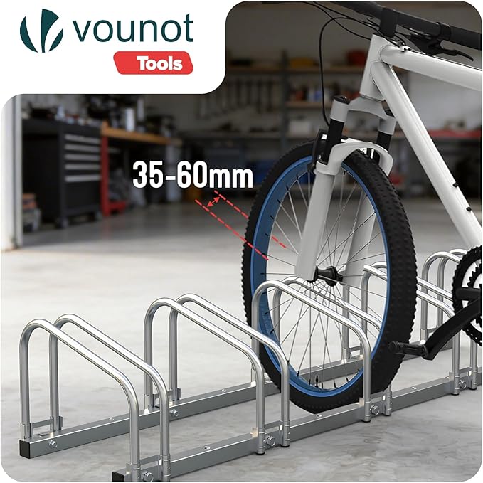 VOUNOT Bike Stand Floor 5 Rack Bike Garage Bicycle Storage Parking Rack Cycle Organizer Locking Stand for Indoor Outdoor