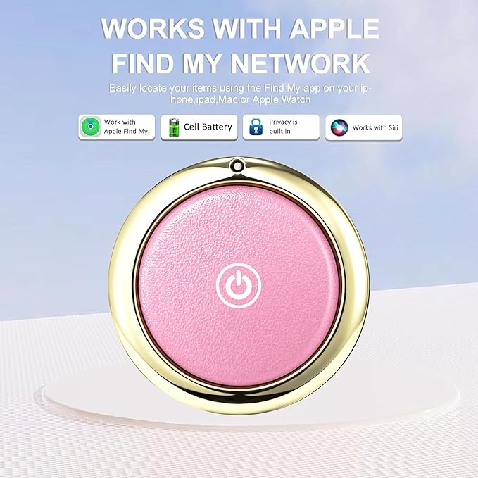 Tracker Tag Finders Work for Apple Find My (iOS Only) APP GPS Tracker Air Tags for Dogs Cats Luggage Keys Backpack Satchel (White&Pink, 2Pack)