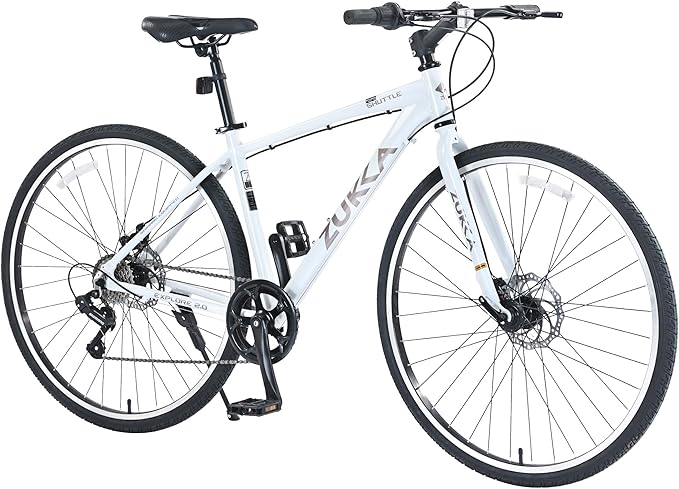 700C Hybrid Bike for Men & Women – 7 Speed Lightweight Aluminum City Bicycle with Dual Disc Brakes, 700x35C Tires, Comfortable Commuter Road Bike for Urban Riding