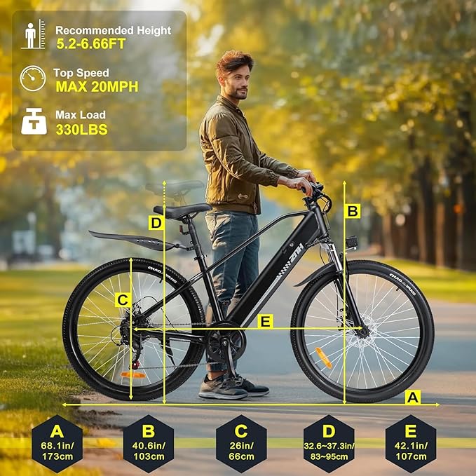 ZNH 750W|1000w Electric Bike for Adults, 48V 13Ah Removable Battery, 26" Electric Mountain Bike, Up to 60 Miles, 7-Speed Ebike, Hydraulic Suspension, LCD Display, UL2849 Certified, TUV