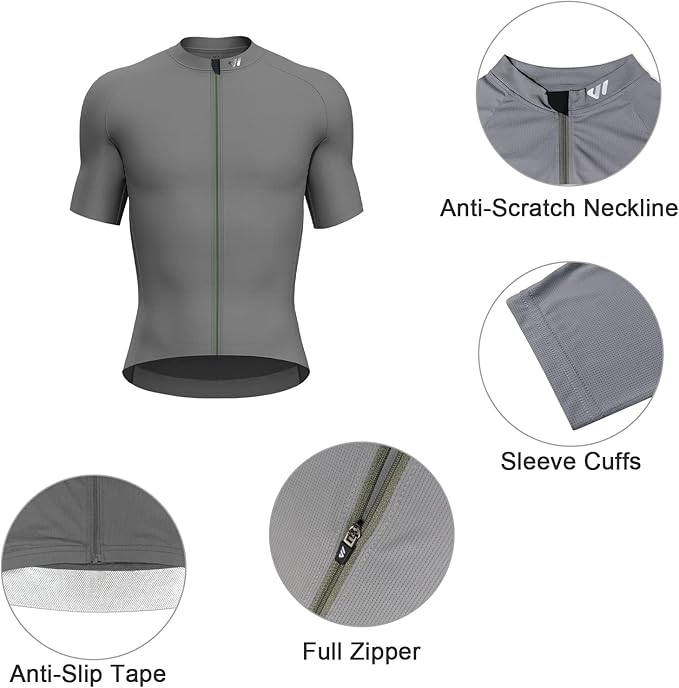 Lo.gas Cycling Jersey Men Short Sleeve, Road Bike Jerseys Full Zipper with Pockets, Bicycle Clothing Breathable Quick Dry