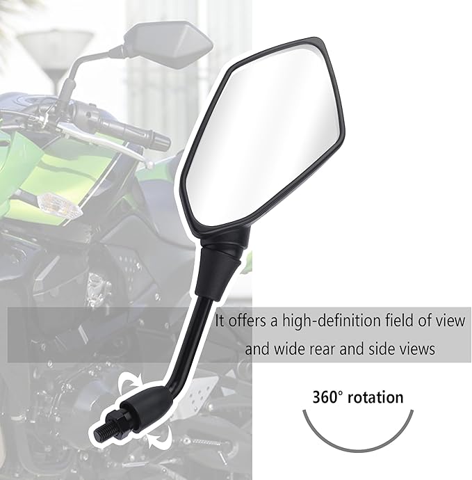 2PCS Motorcycle Mirrors with 8mm & 10mm Bolt,Carbon Fibre HD Motorcycle Mirrors for Handlebars,360° Adjustable Motorcycle Accessories Wide Angle Rear View Mirror (Carbon Fibre)