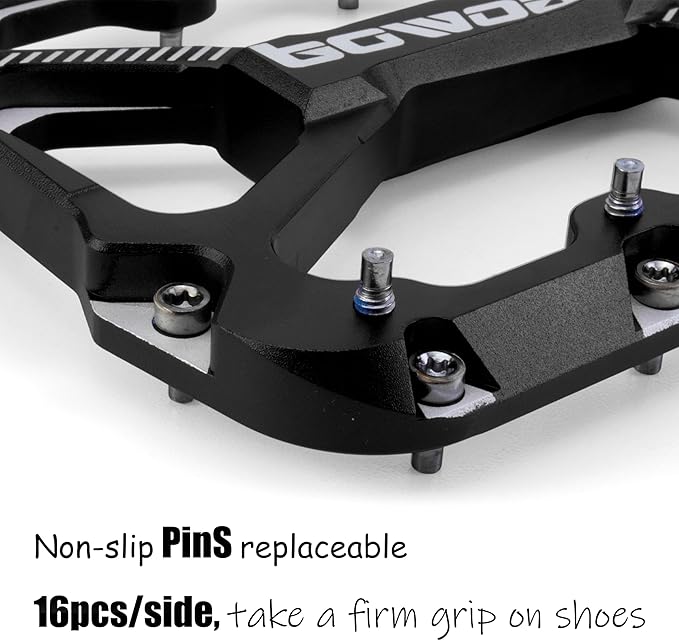 Bike Pedals Mountain Bike Adult, Light MTB Flat Pedals Grippy w 20pcs Non-Slip Studs, Glass Fiber Nylon Composite Platform Pedals w Cr-Mo Axel, 9/16" BMX Road Cruiser Gravel Bicycle Pedals