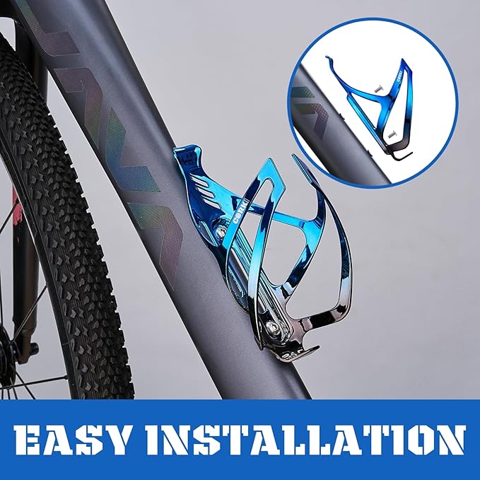Corki Cycles Bike Water Bottle Holder Aluminum Alloy, Universal Bike Water Bottle Cage for Road, Mountain and Gravel Bikes -2 Pack - Black&Blue