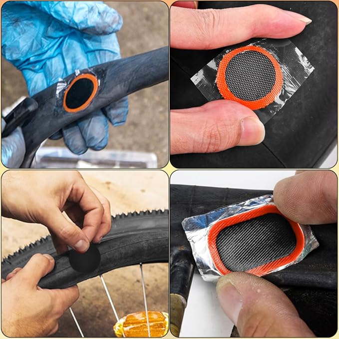 Saycker Bike Tire Repair Kit, Bycicle Inner Tube Puncture Patch Kits,Glueless Patchs for Road Mountain