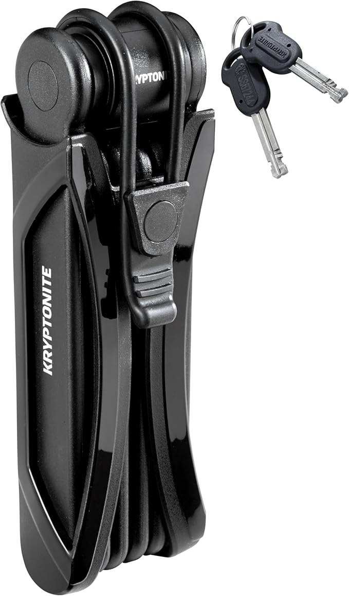 Kryptonite Folding Bike Lock, Compact Lightweight High Security Anti-Theft Foldable Bicycle Lock with 2 Keys and Mount for E-Bikes Scooter Road Mountain Bikes, 88.4cm (34.8 in)