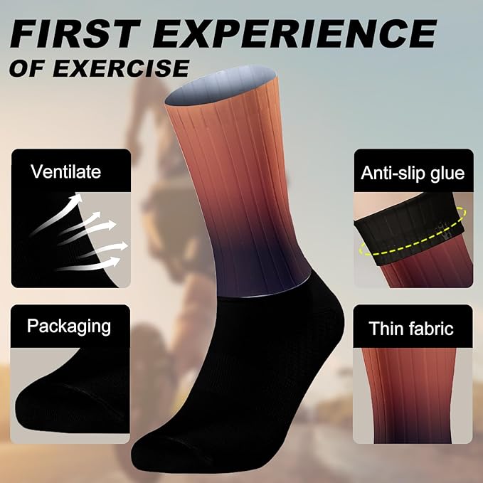 Cycling Socks Athletic Crew Socks Breathable Cushioned Compression Running Hiking Socks For Mens Womens