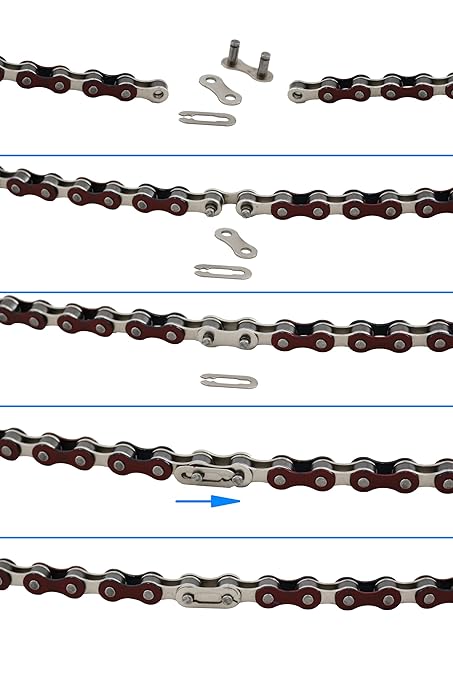 Bicycle Chain, 116 Links, 1/2 x 1/8 inches, Steel Single Speed with Magic Buckle, for Fixed Gear Bikes, Commuter Bikes, MTB (Yellow)
