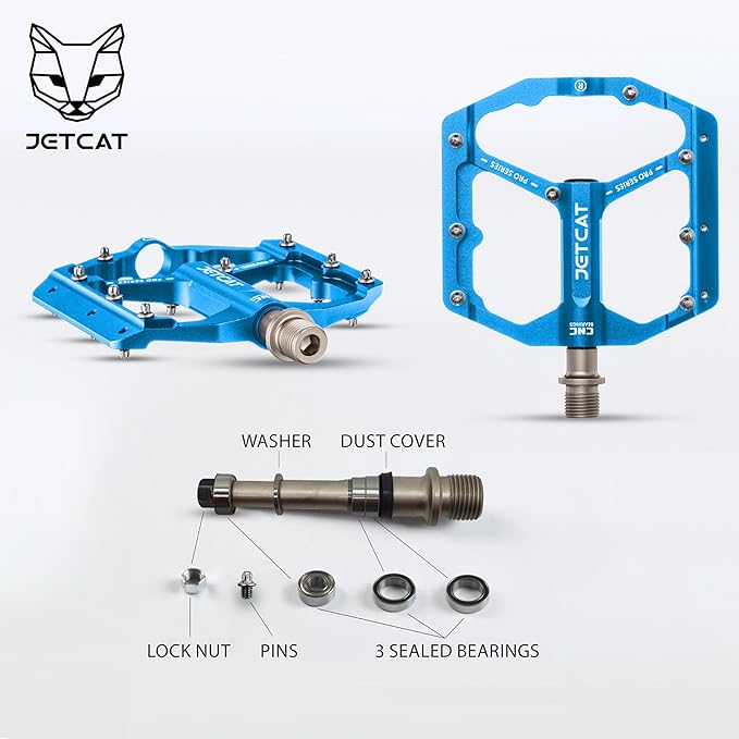 Mountain Bike Pedals Flat - MTB Pedals Flat, Bicycle Pedals, Road Bike Pedals, BMX Pedals, for BMX MTN Road Gravel EBike, Specialized Parts, Adults, Aluminum Metal Stamp 9/16"
