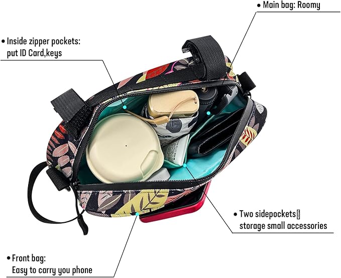 YEEGO DIRECT Bike Handlebar Bag, Bike bag front Lady Man Multifunctional Water-resistant Scooter Crossbag Girls Handbag Slant Across Shoulder for Bicycles Accessories (Black) clearance