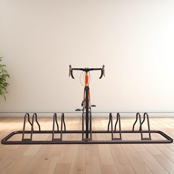 Simple Houseware 5 Bike Bicycle Floor Parking Adjustable Storage Stand, Bronze
