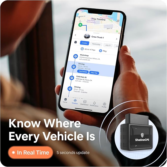 Real-Time GPS Tracker for Vehicles – $12/Month with 14 Day Free Trial – Plug & Play Car Tracker Device for Business Vehicles with Trip History, Driving Alerts & GeoFence – Accurate, Easy Setup