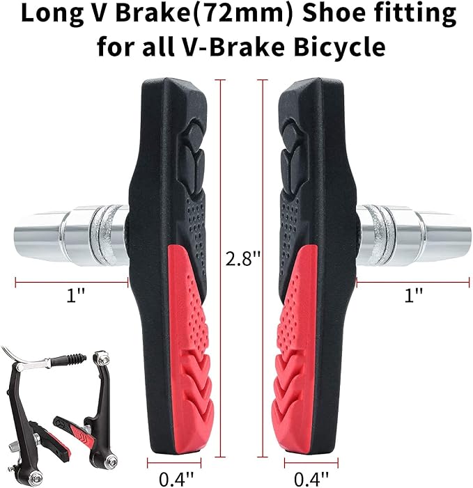 RUJOI Bike Brakes Set,Mountain Bike V Brakes Type,V-Brake Replacement Set for MTB, Road Bike,BMX,E Bike Black (2 Pack)…