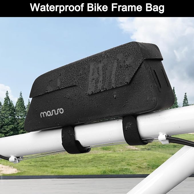 MOSISO Bike Frame Bag Top Tube Bike Bag, Waterproof Bicycle Front Frame Bags with Magnetic Flap Buckle Lock, Cycling Accessories Tools Storage Pouch for Road Mountain Cycling, Black