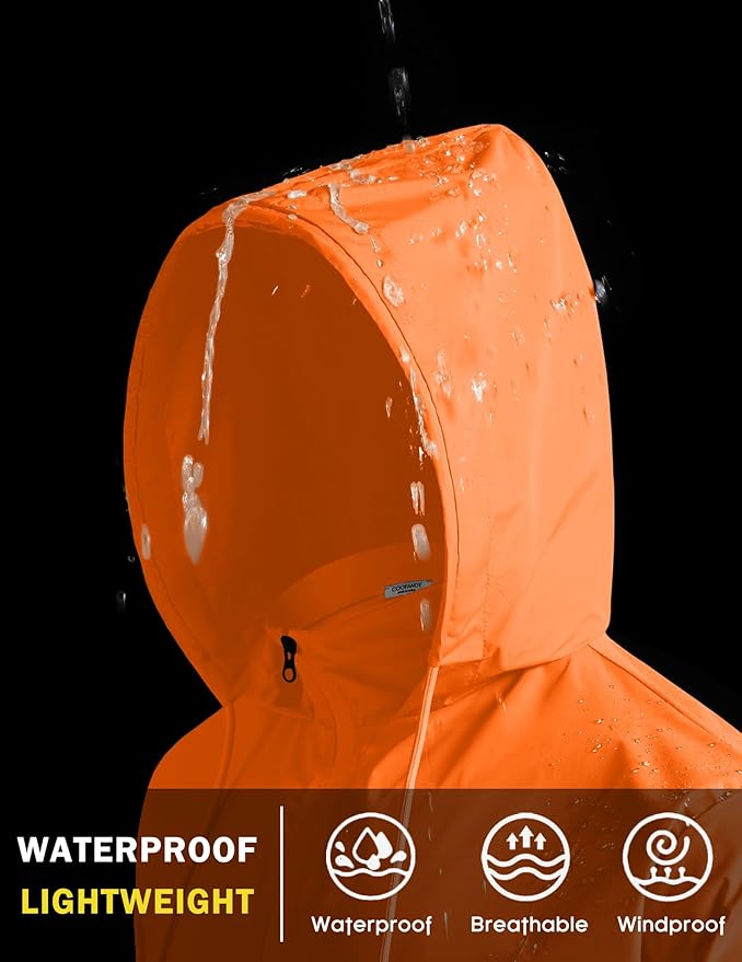 COOFANDY Men's Light Rain Jacket with Hood Packable Waterproof Raincoat Golf Rain Gear Travel Hiking Windbreaker