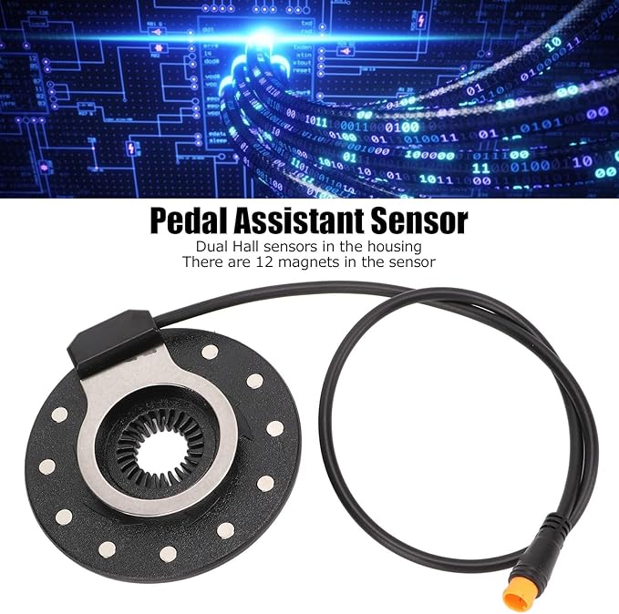 Pedal Assist Sensor, High Sensitivity 12 Magnets Right Dual Hall Speed Sensor for Electric Mountain Bikes Cyclists Commuters Trail Riders (Small Hole 2.8 X 3.7 X 5.7in)