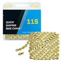 Gold Bike Chain 11 Speed Bike Chain,1/2 x 11/128 Inch,116 Links, Alloy Steel,Triple Strand,Suitable for Mountain Bike Road Bike
