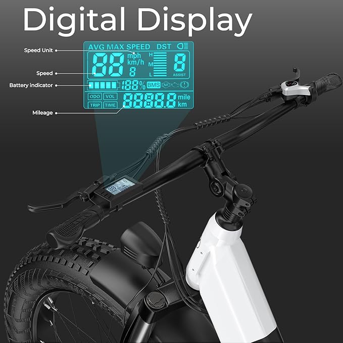 ANCHEER 26" Electric Bike for Adults, 1000W Peak Motor, 28MPH Speed, 60 Miles, 48V 15Ah Removable Battery, Fat Tire Electric Bike Off-Road EBike for Men & Women, UL2849 Compliant, 7 Speed, RoverL/H