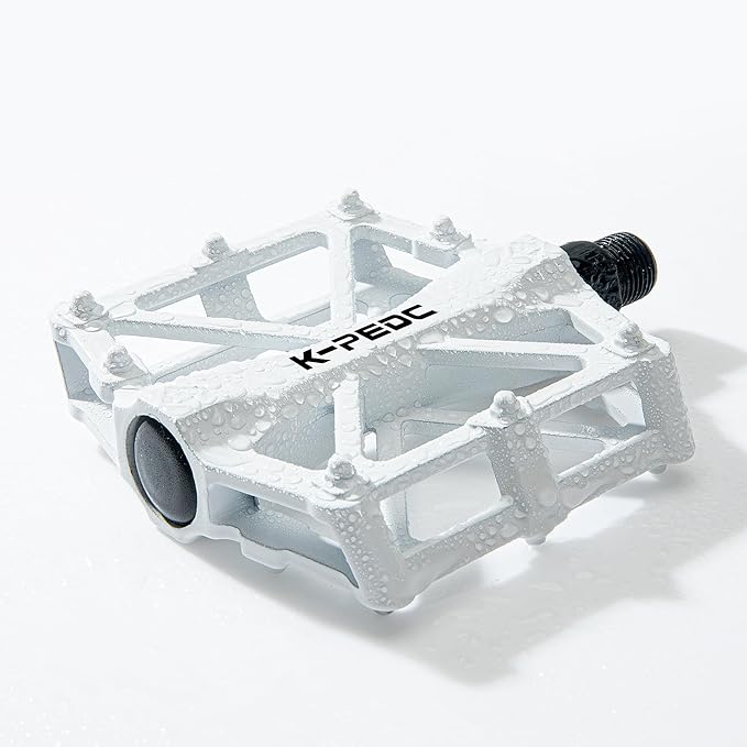 Bike Pedals 9/16 for MTB, Mountain Road Bicycle Flat Pedal, with 16 Anti-Skid Pins -Universal Lightweight Aluminum Alloy Platform Pedal for Travel Cycle-Cross Bikes etc