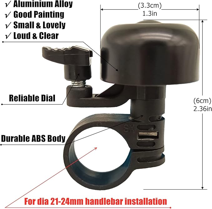 Bike Bell, Cute Mini Bicycle Bell, Crisp Bike Bells for Adults and Kids, Bicycle Bells for Handlebars, Loud Cycling Ring Bell for Road Bike Mountain Bike Scooter