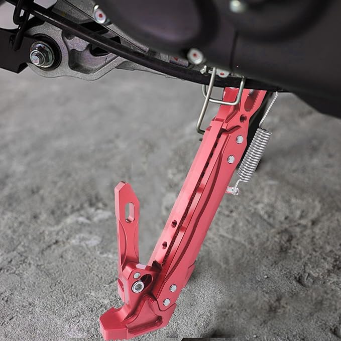 Universal Motorcycle Kickstand Adjustable Foot Side Support Parking Kickstand for Electric Motorbike Parking Foot Side Support Stand (Red 260-300)