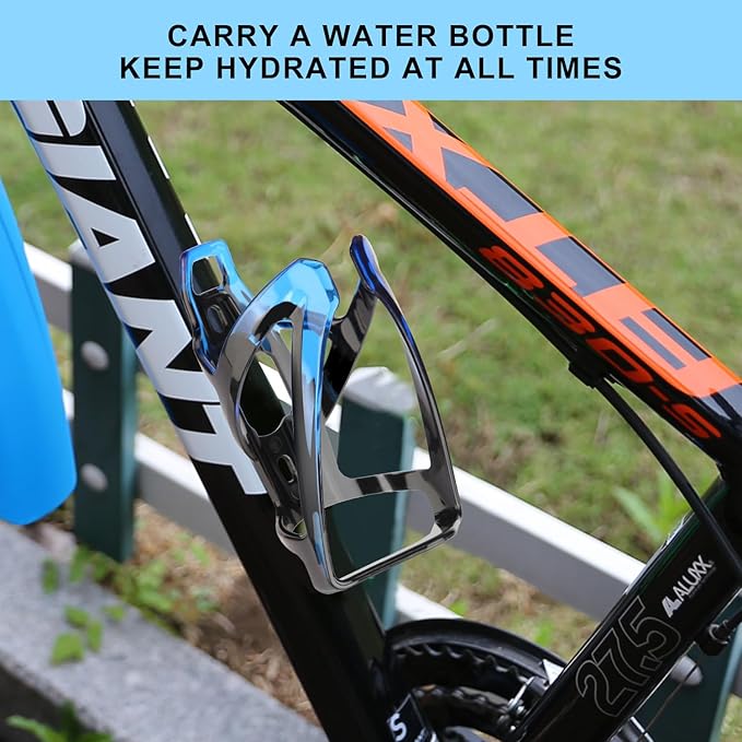 Bike Water Bottle Holder with Screws Lightweight Cycling Bicycle Water Bottle Holder for Road, Mountain Bike (Black Blue)