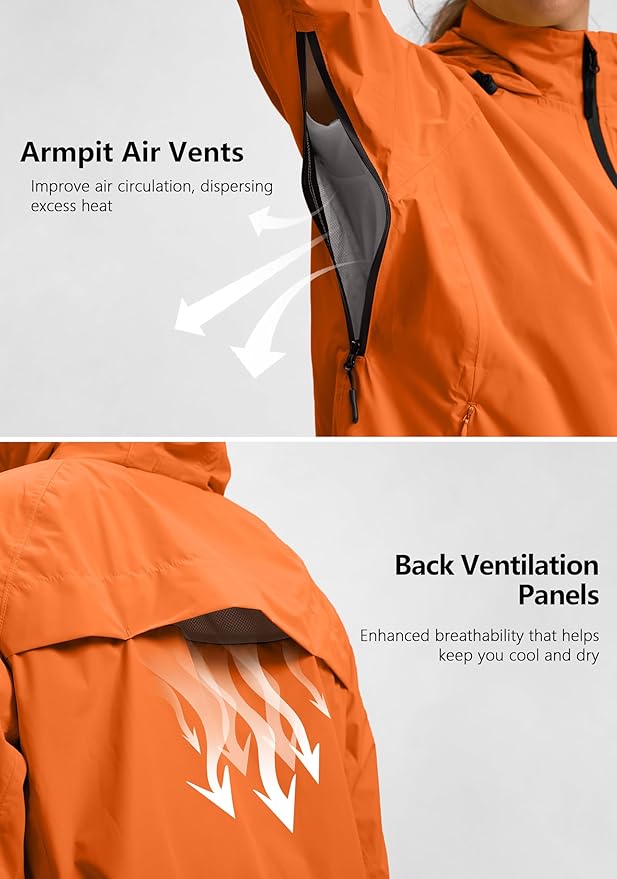 Bikewa Women's Cycling Rain Jackets Waterproof Windbreaker Lightweight Running Windproof Reflective Jacket Packable Hooded
