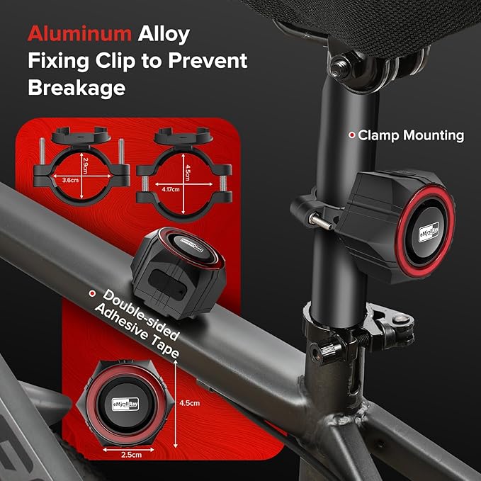 Bike Alarm,110dB Loud Waterproof Wireless E-Bike Alarm with Remote,Anti Theft Alarm Adjustable Volume Motorcycle Wireless Motion Sensor Alarm for Bicycle, Ebike,Ebike Accessories