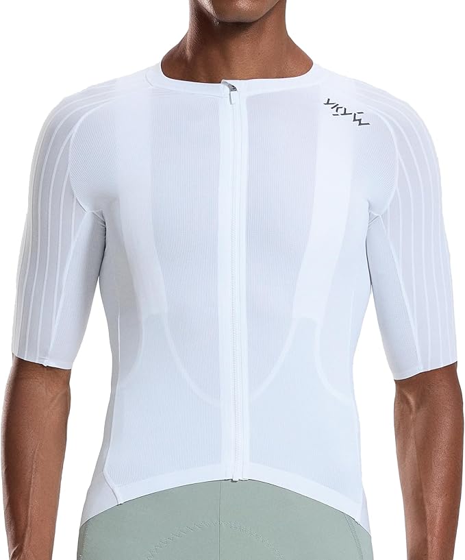 YKYWBIKE Cycling Jersey Men Aero Race Fit, Road Bike Jersey Short Sleeved Moisture Wicking, Breathable,Zip Pocket,UPF50＋