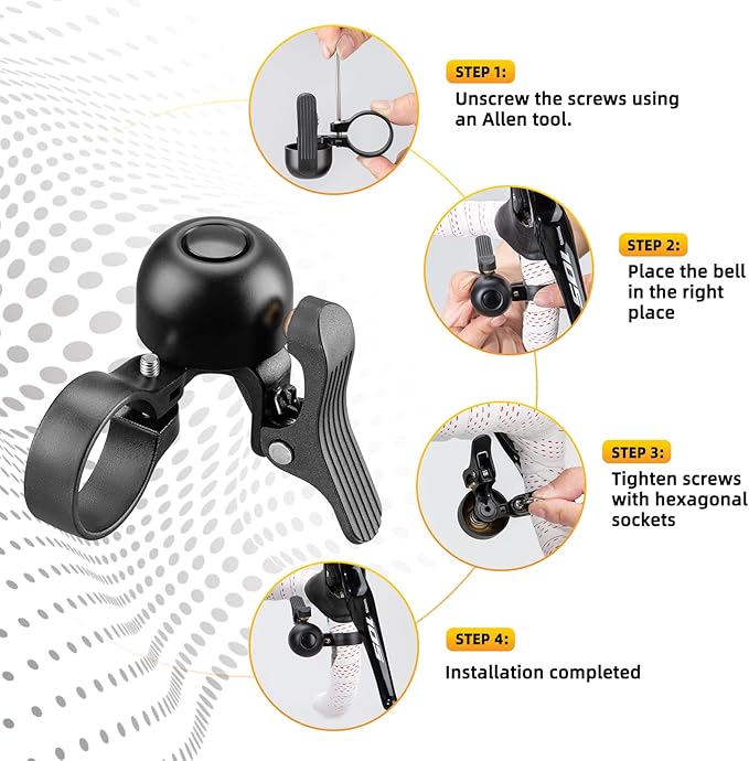ROCKBROS Bike Bell Classic Bicycle Bell Road Bike Bells for Adults with Loud Sound and Fit for 1.06-1.18in/27-30mm Bicycle Handlebars