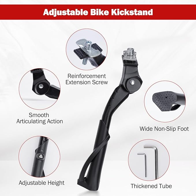 SEISSO Aluminum Alloy Bicycle Kickstand for 22-26 Inch Wheel Mountain/Road Bikes